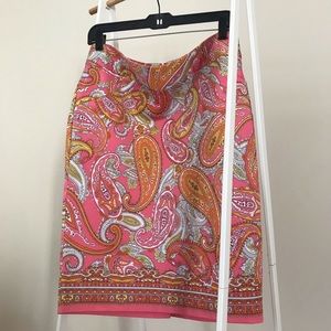 Pink paisley pencil skirt